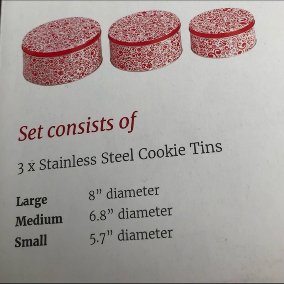 NWT never opened 3 nesting cookie tins red&white❣️ - Picture 7 of 10